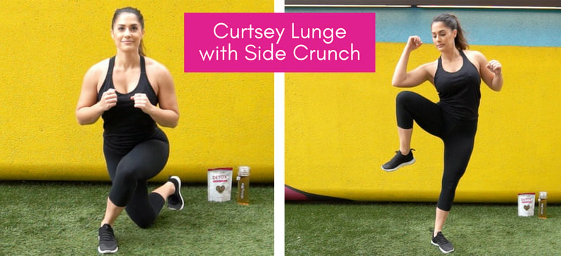 Balance Training curtsey lunge with side crunch
