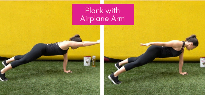 Balance Training plank with airplane arm