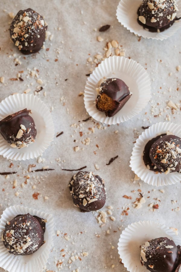 dark chocolate pumpkin truffles