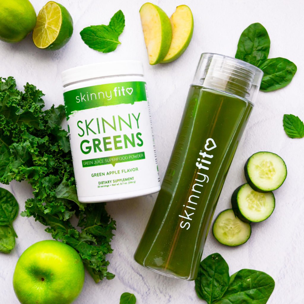 skinny greens superfood powder packed with adaptogenic, natural mood enhancers