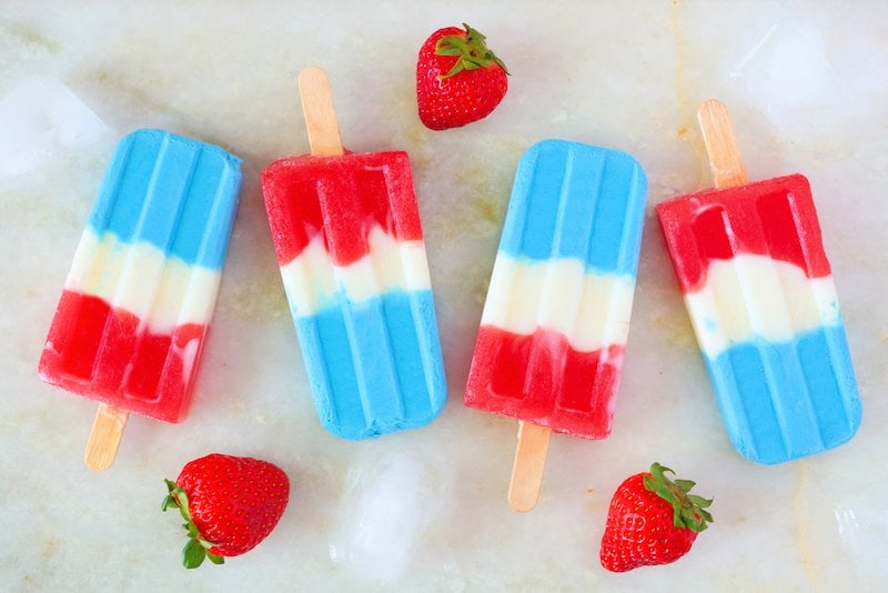 Red white and blue popsicle recipe for delicious, healthy ice pops that are perfect for 4th of July! These ice pops are made with unflavored Super Youth collagen peptides
