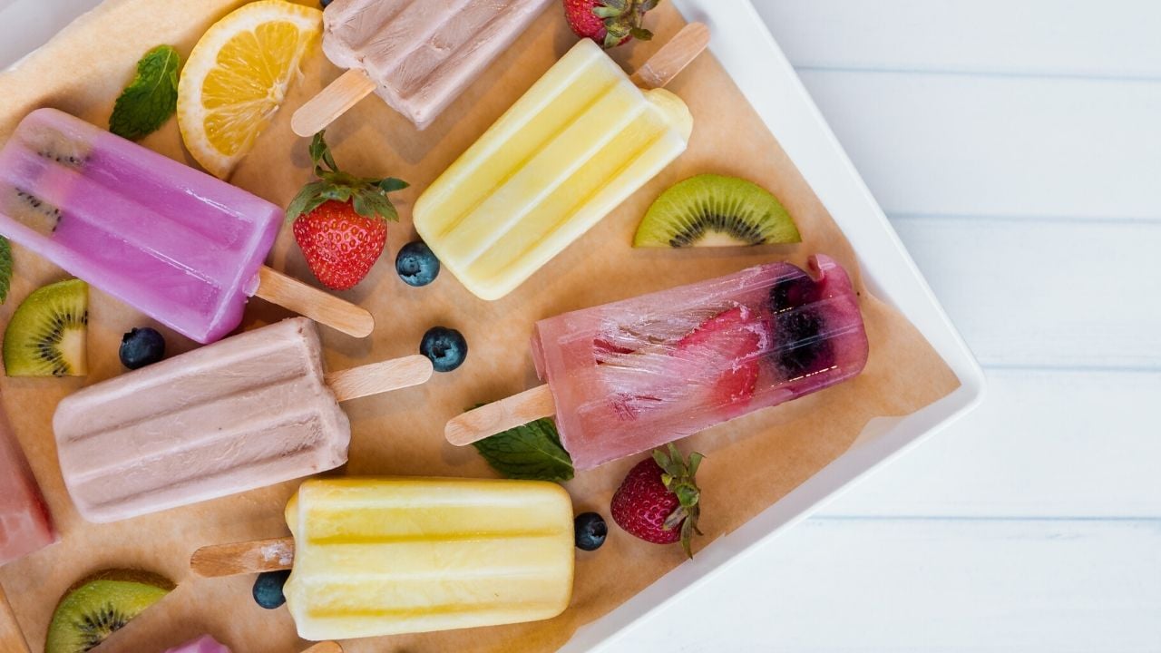 Various healthy popsicles on a dish