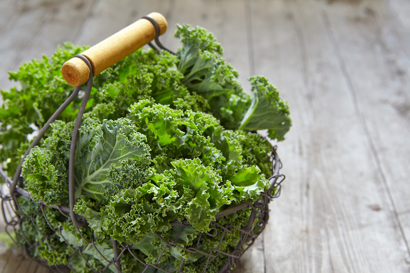 A basket of kale for our tropical kale smoothie 