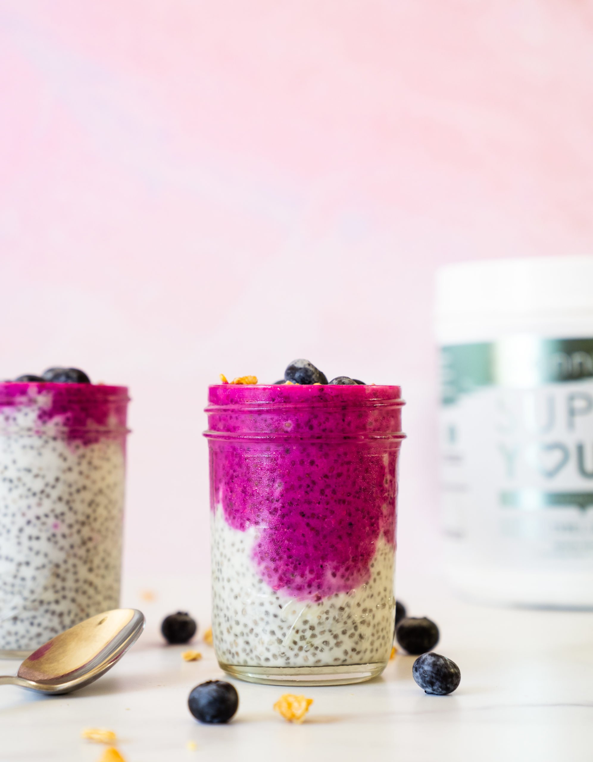 pink overnight chia seed pudding