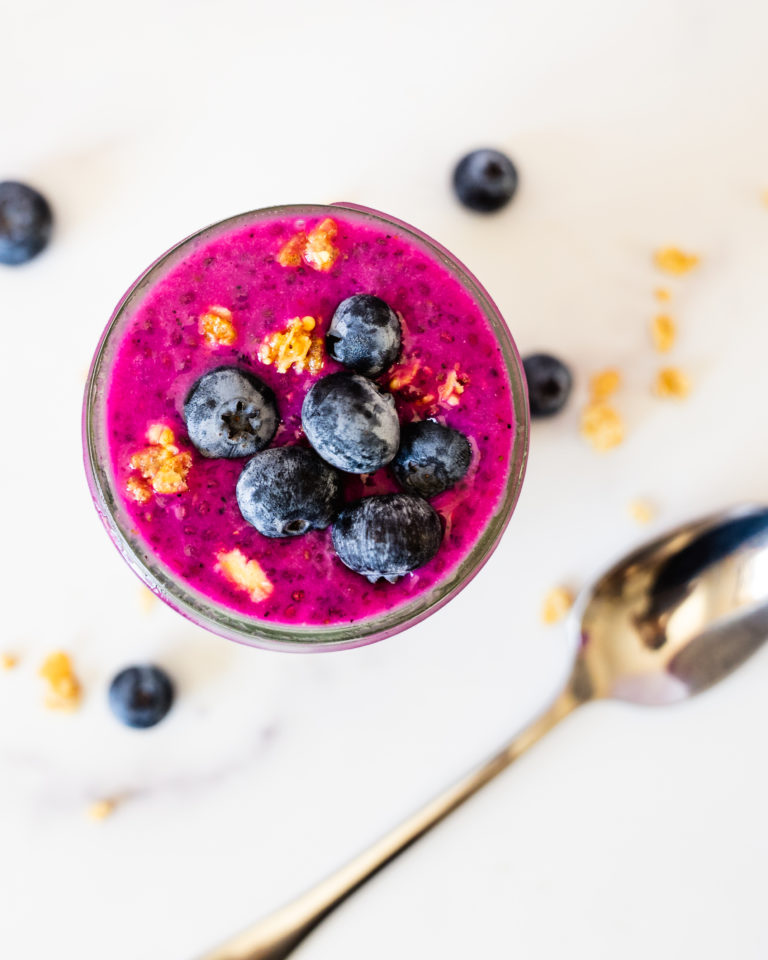 Healthy Pink Chia Seed Pudding Recipe (100 Calories!)