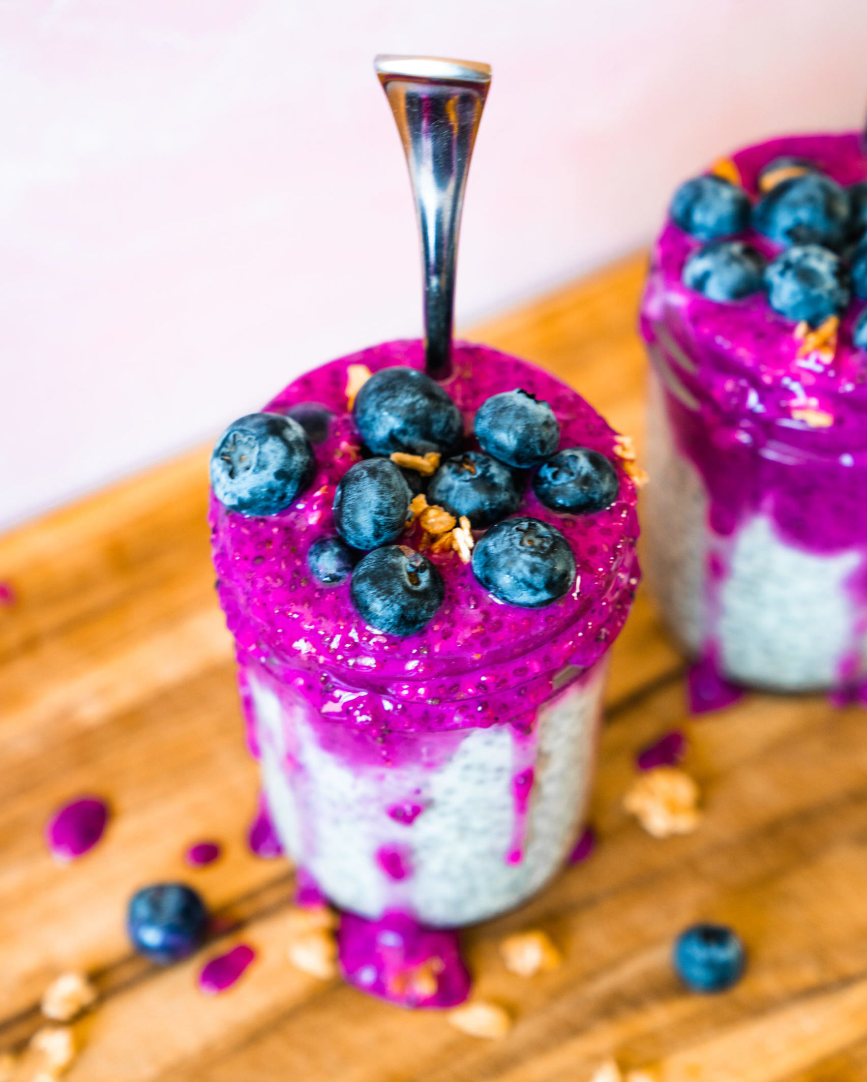 pink chia seed pudding