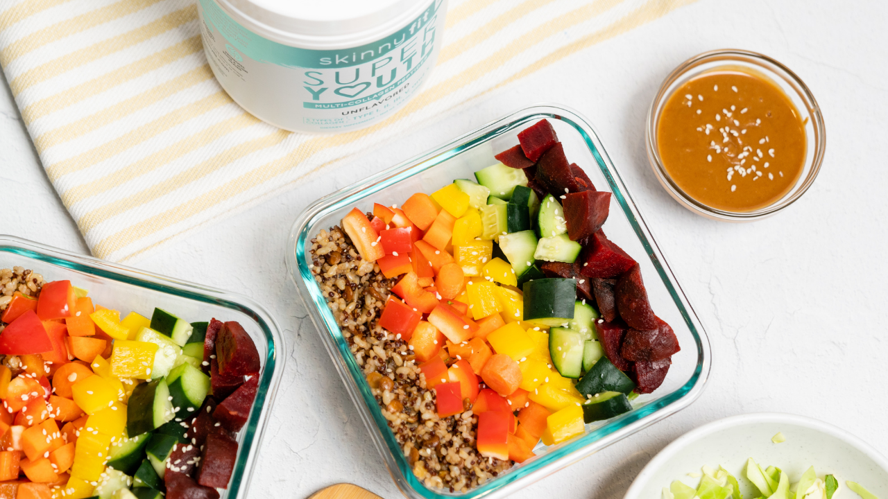 Chopped Rainbow Salad Bowl For A Quick & Healthy Lunch Break! SkinnyFit