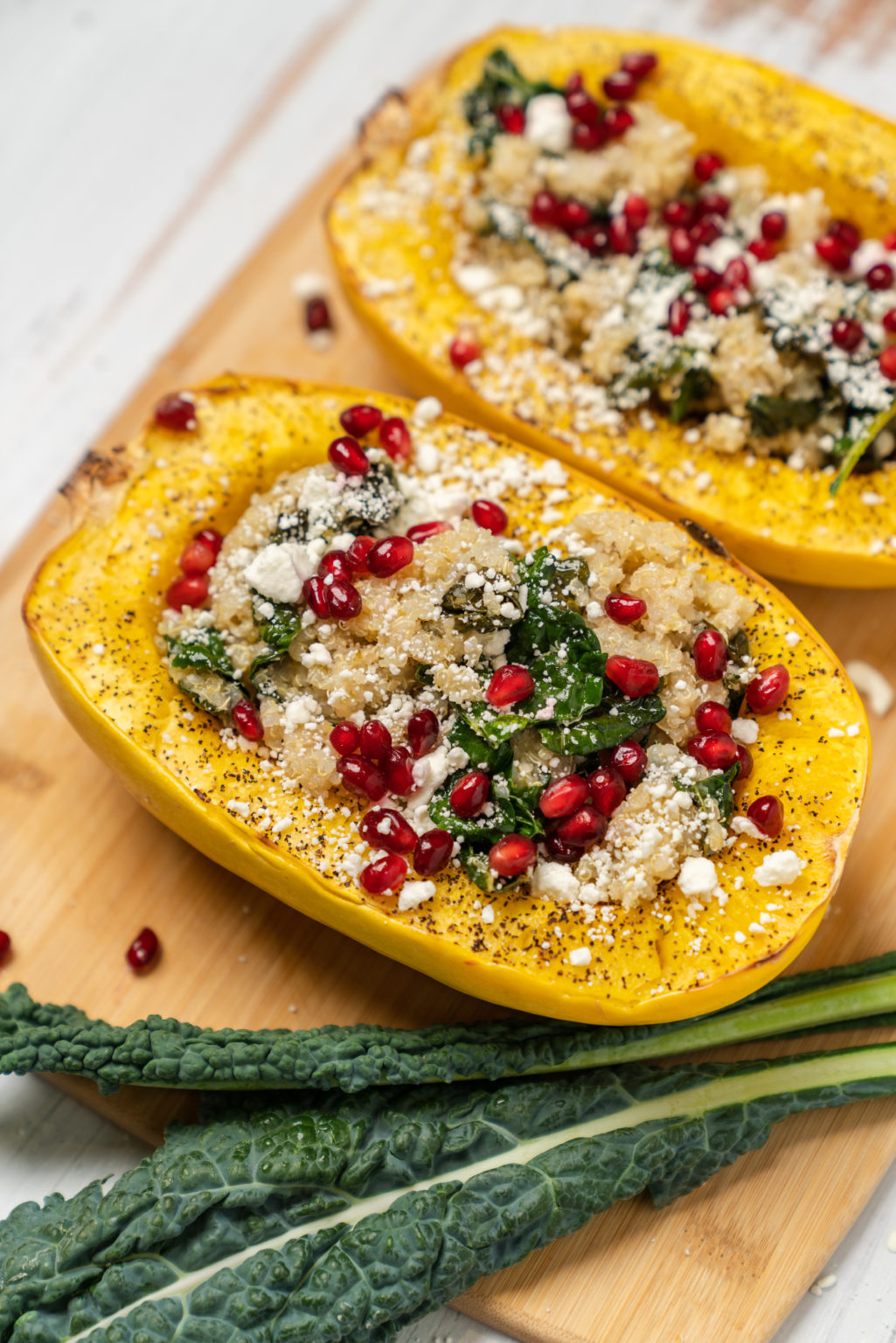 Nutritious Fall Quinoa Stuffed Squash w/ Kale