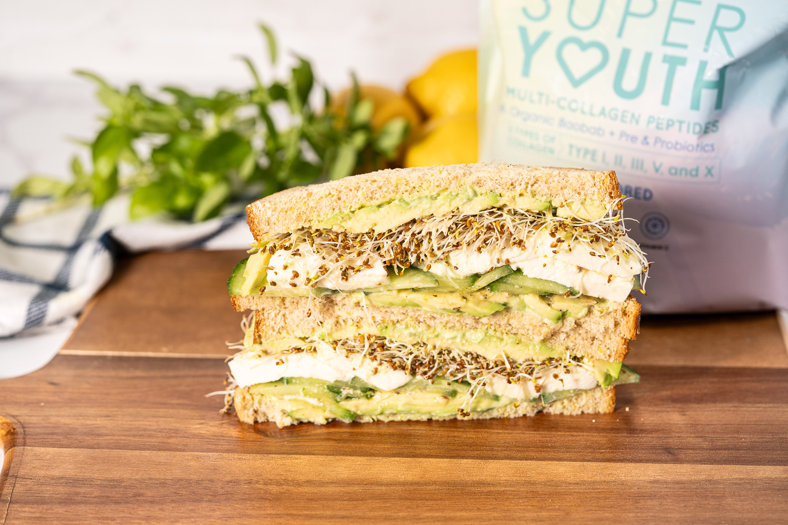 Sprouted Green Goddess Protein Sandwich