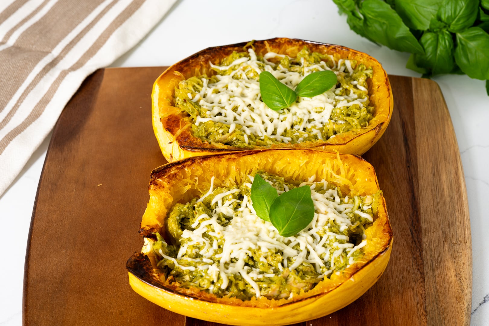 Baked Pesto Chicken Spaghetti Squash
