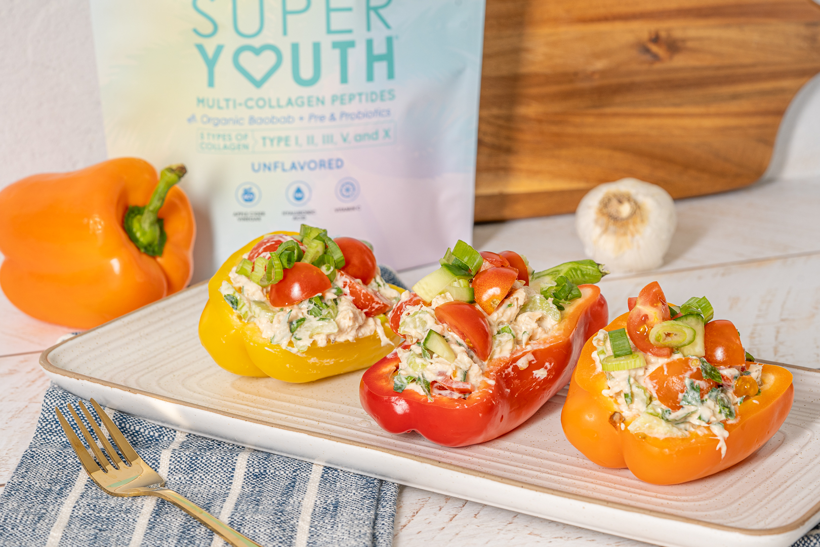 Chicken Salad Stuffed Protein Peppers