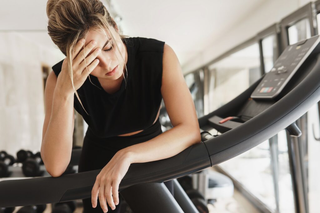 Woman struggling during workout