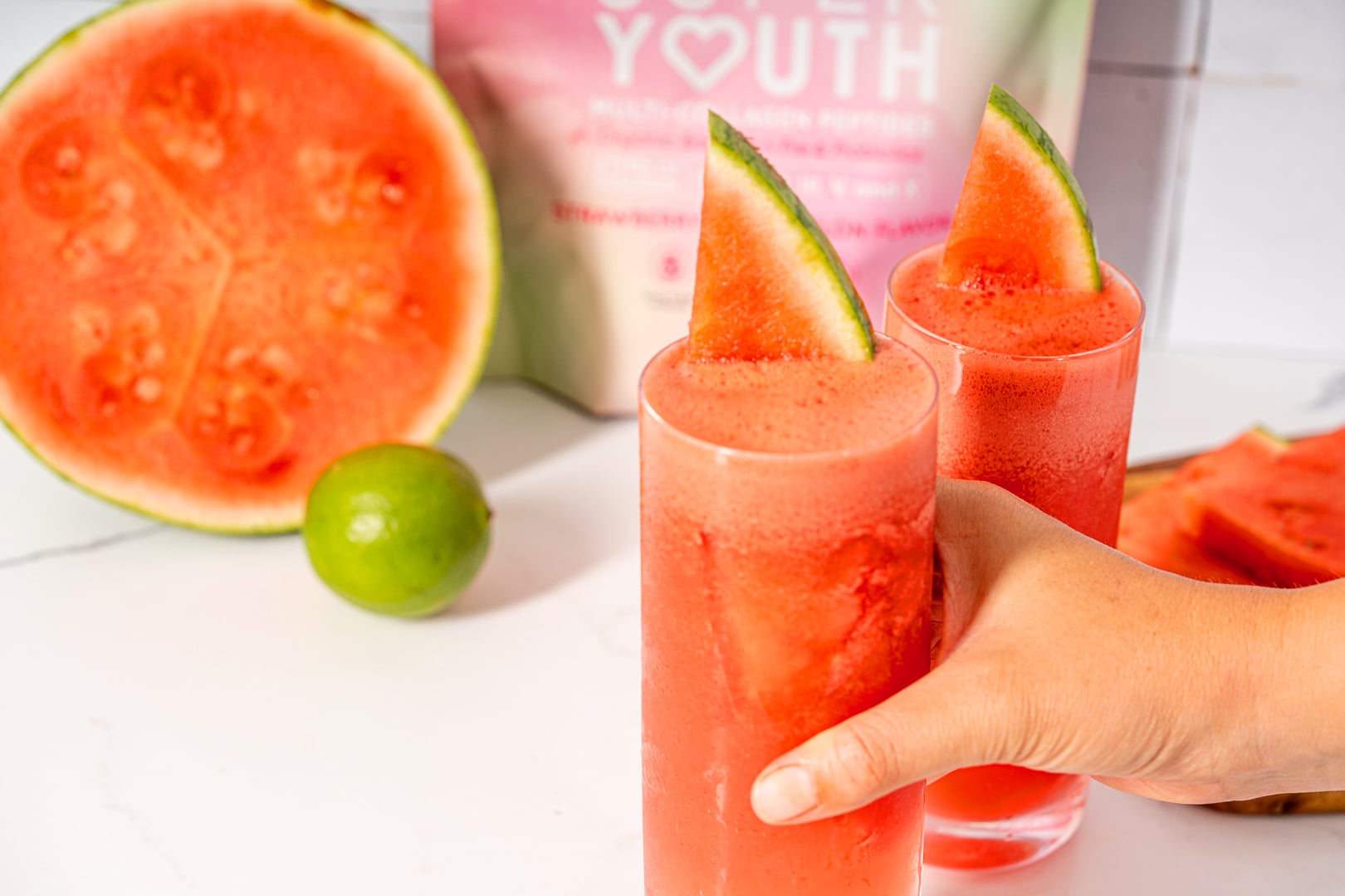 Slimming Glowberry Watermelon Smoothie w/ Super Youth Collagen